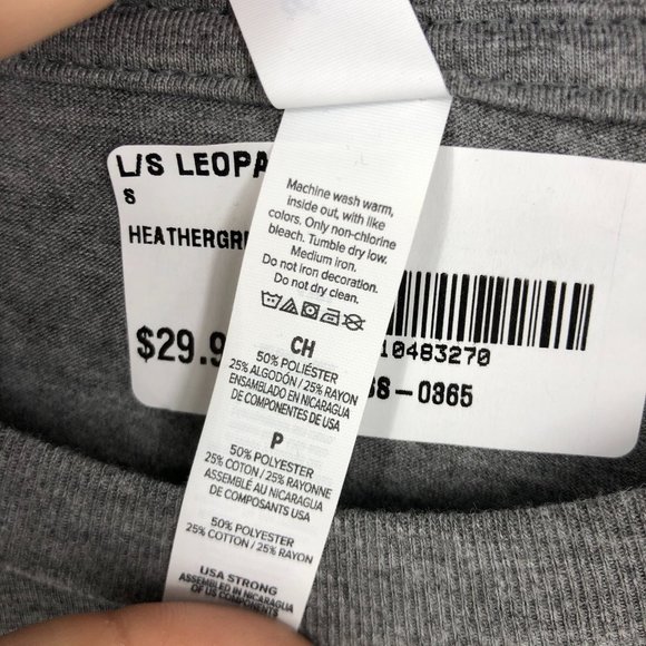 Leopard Lips Boutique Top Gray Small NEW Grey - Picture 4 of 5